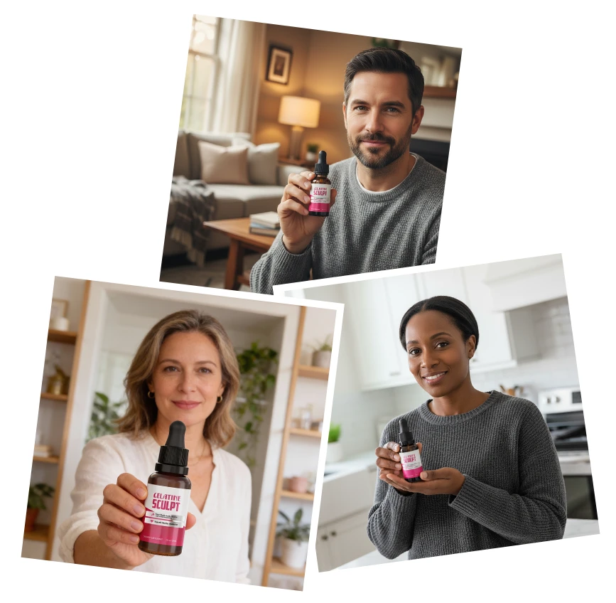 Real Gelatine Sculpt customers holding bottles